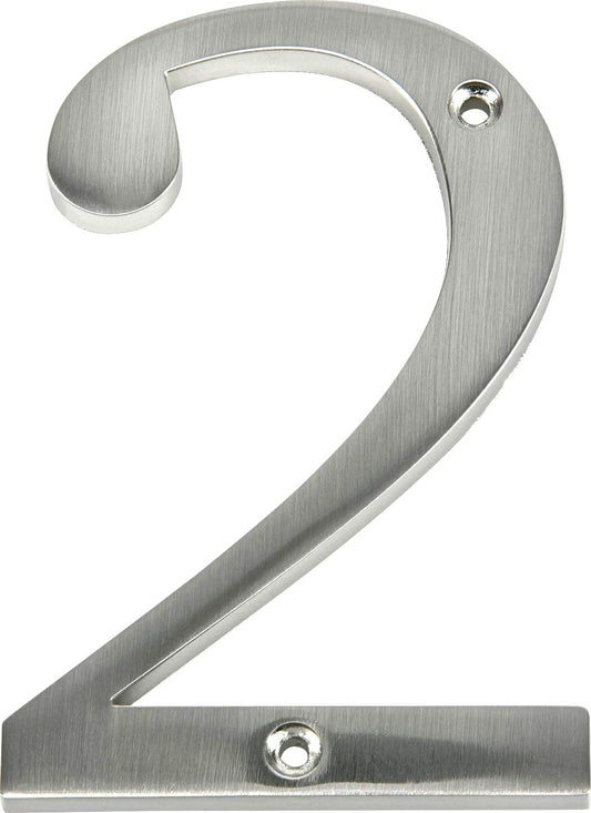 Hillman Distinctions Flush Mount House Number 2, 4" Nickel