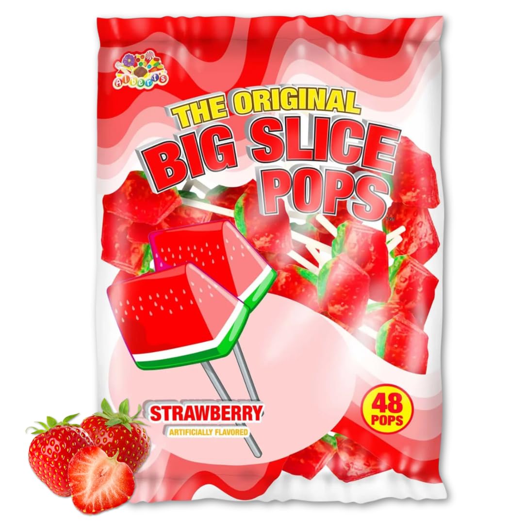 Alberts Big Slice Pops Strawberry 48 Pack 20oz