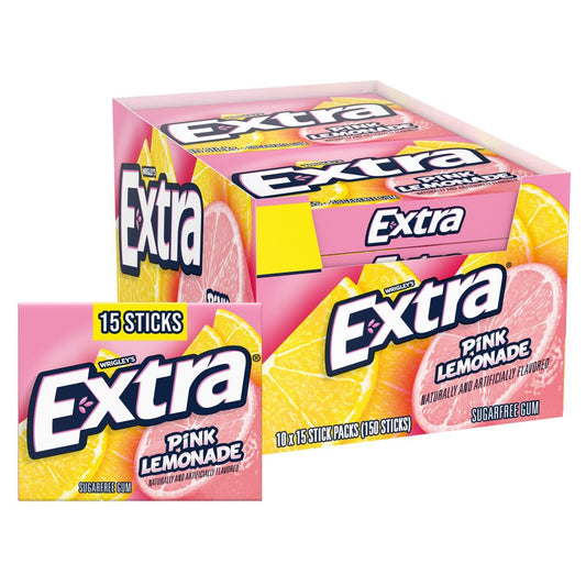 Extra Pink Lemonade Gum 15 Sticks 10 Packs