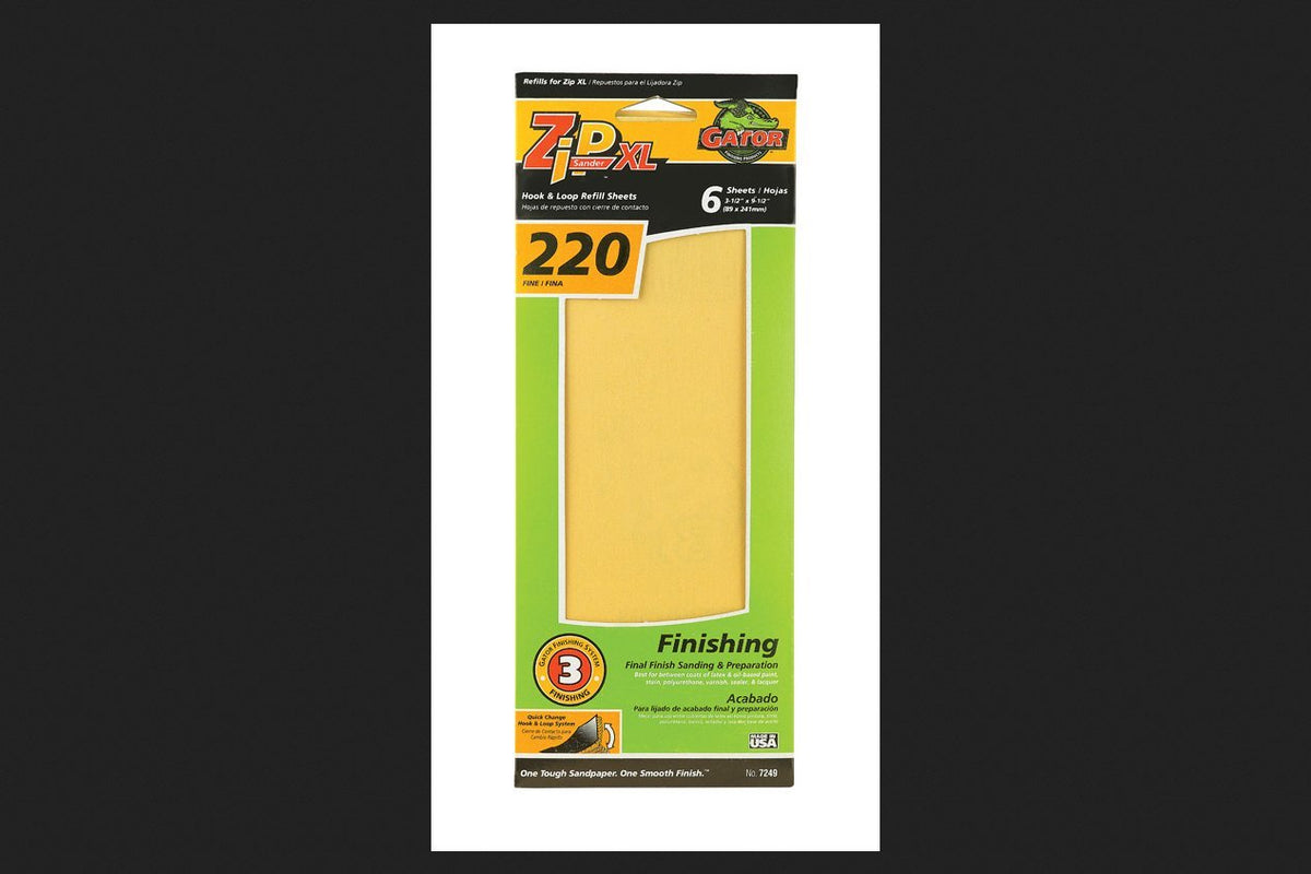 Gator Zip XL 220 Grit Sanding Sheets 6 Pack