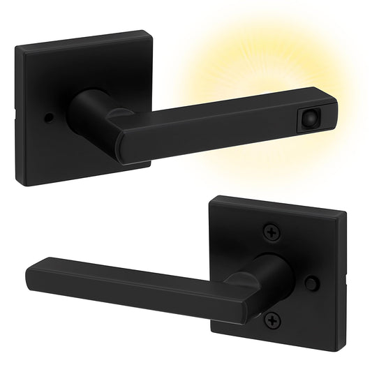 Kwikset Halifax LED Motion Light Privacy Door Lever, Matte Black