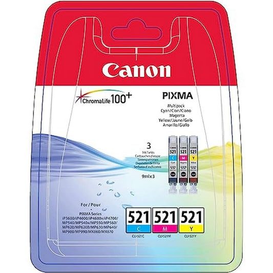 CANON Tripack cartouche encre CLI-521 - cyan / magenta / jaune + Papier ramet...