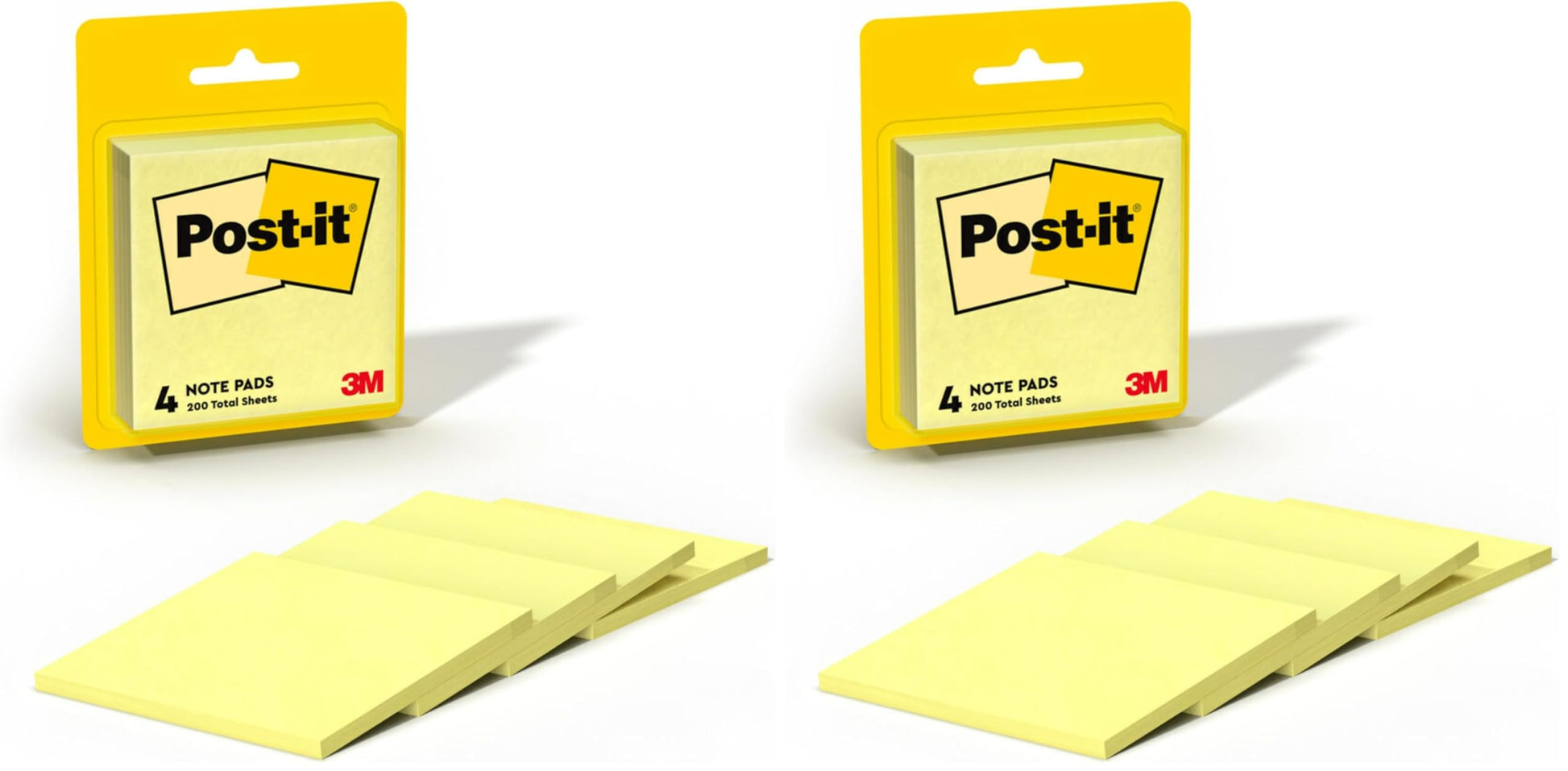 Post-it Notes, 3x3 in, 4 Pads, Canary Yellow, Clean Removal, Recyclable (Pack of 2)
