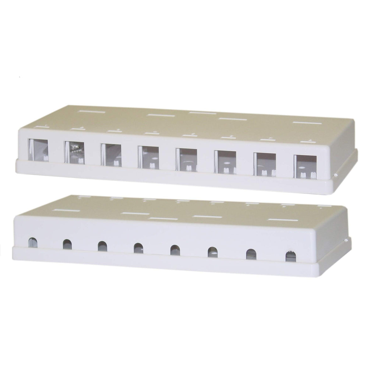 CableWholesale 8-Port Keystone Jack Surface Mount Box White
