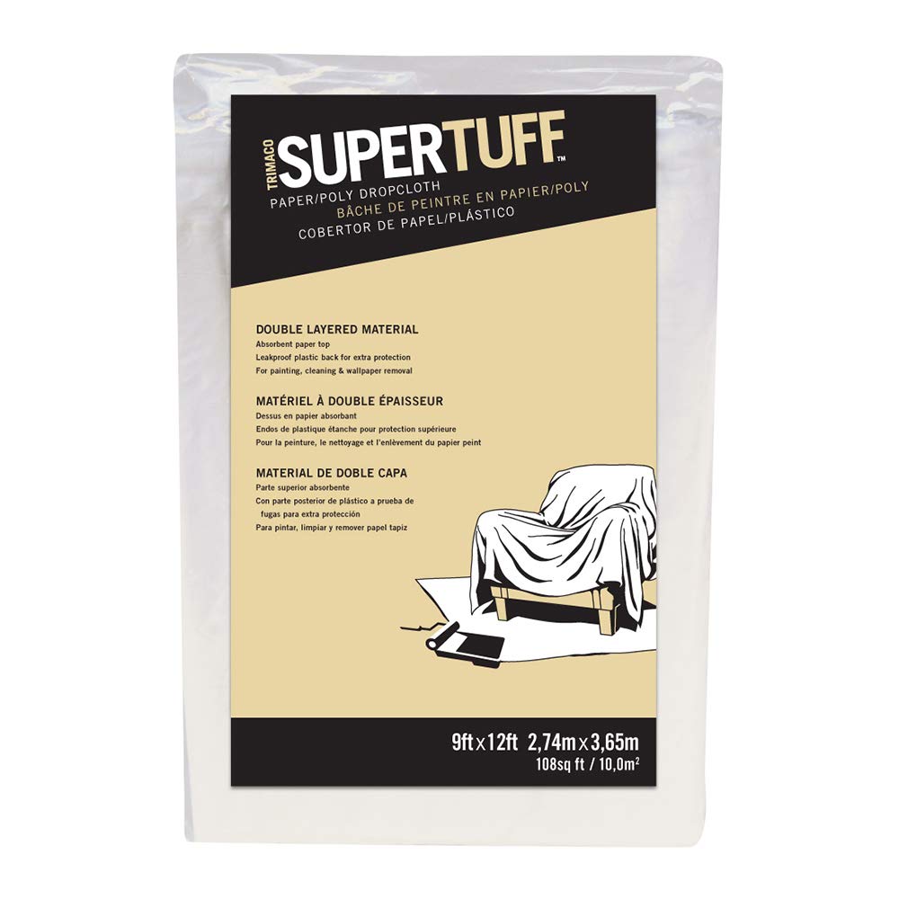 Trimaco 02301 9' X 12' SuperTuff Paper & Poly Drop Cloth