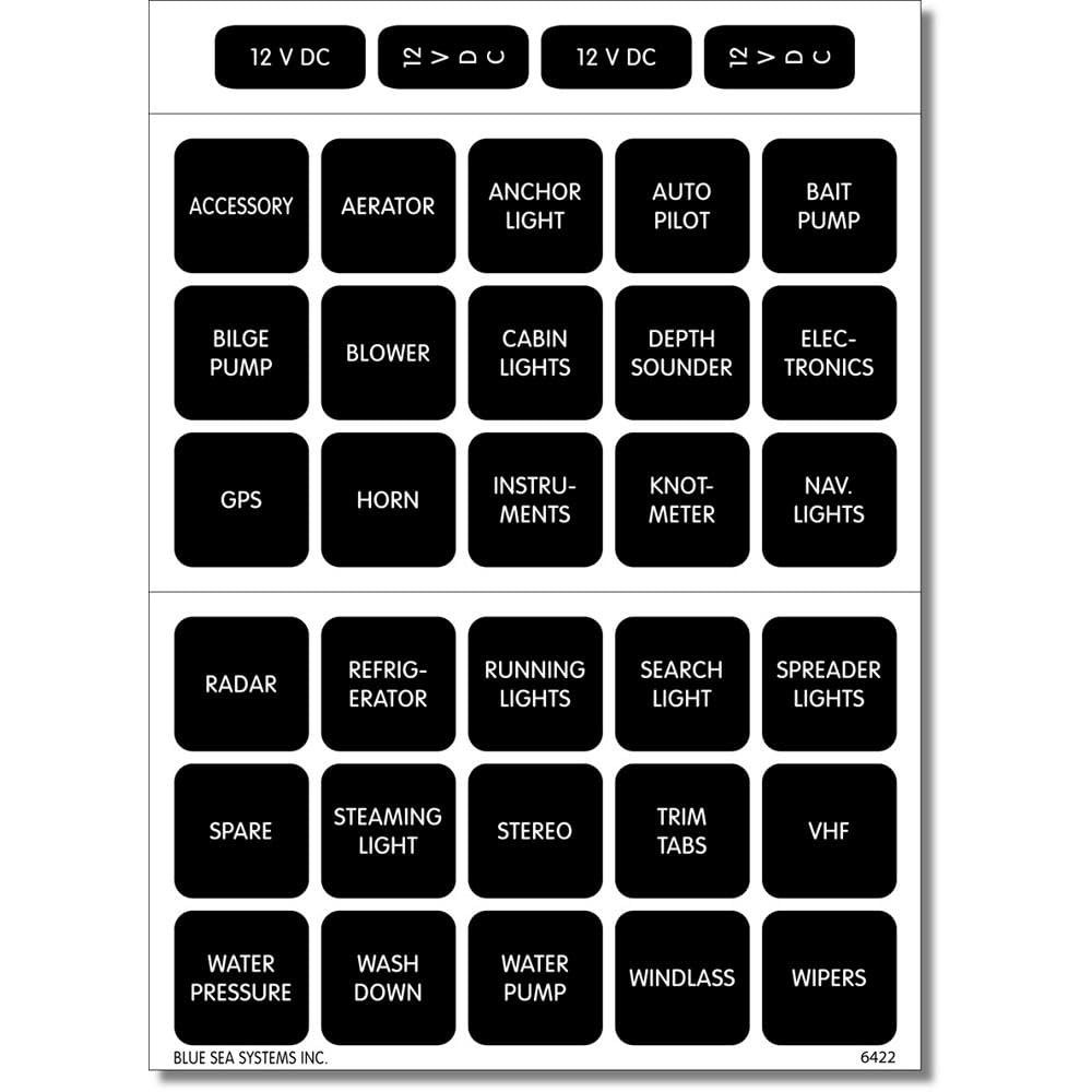 Blue Sea Systems 4215 Square Label Set 30-Pack