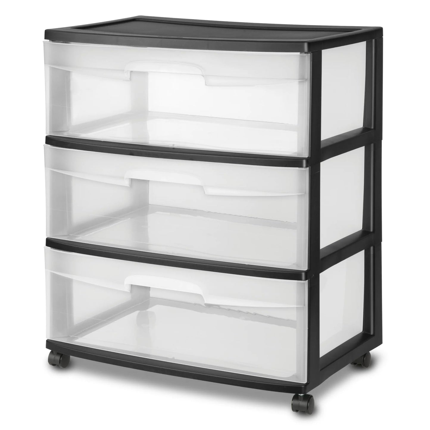 Wide 3 Drawer Cart Black