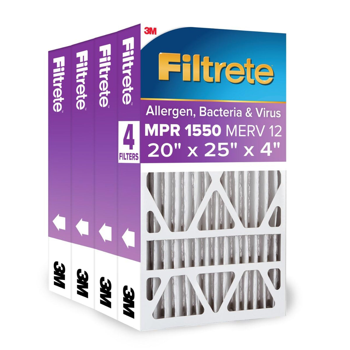 3M Filtrete 20x25x4 AC Furnace Filter 4-Pack