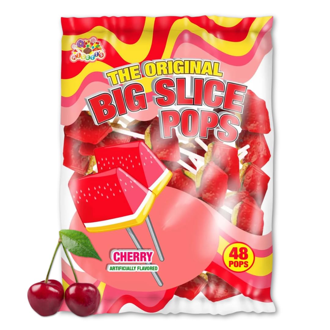 Alberts Big Slice Pops Cherry 48 Pack 20oz