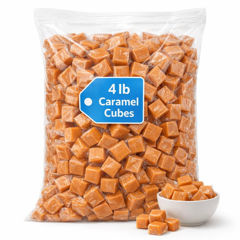 Caramel Squares Candy, 4 LB (300Pieces) – Individually Wrapped Classic Caramels for Parties, Bowls, Baking, & Gift Bags – Item 680150