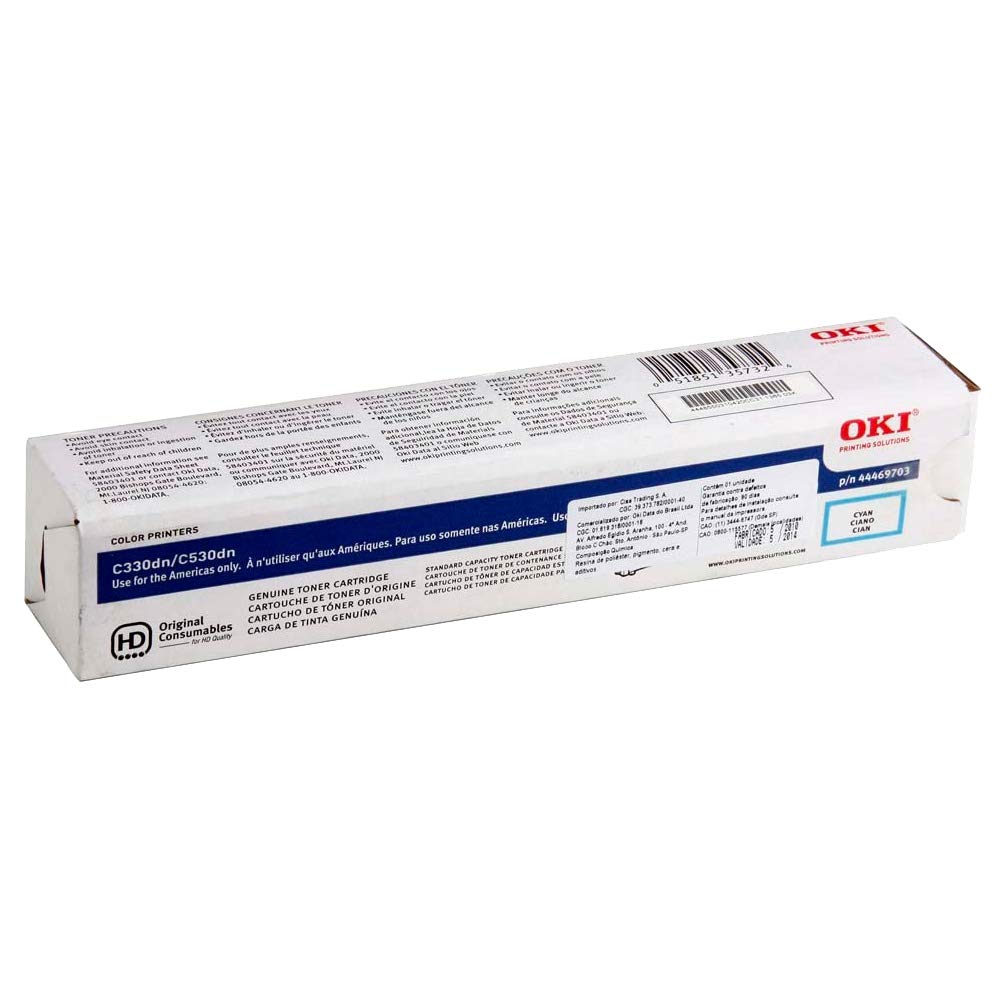 Okidata 44469703 Toner, 3,000 Page Yield, Cyan