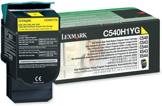 Lexmark C540H1YG High-Yield Toner Cartridge, Yellow - in Retail Packaging