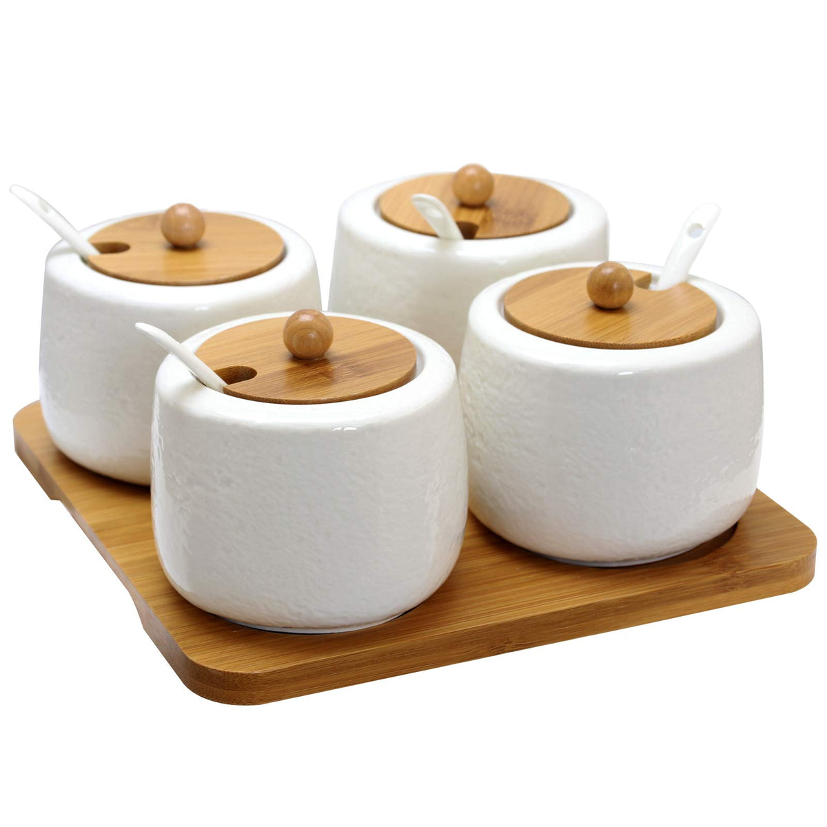 Elama 13pc Ceramic Spice & Jam Jar Set with Bamboo Lids