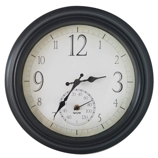Taylor 6740 14" Decorative Clock & Thermometer