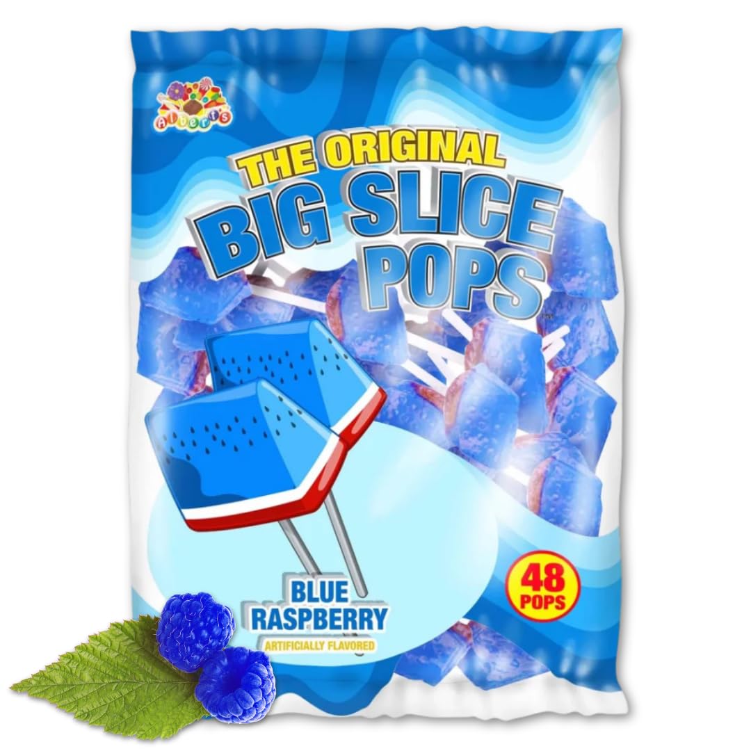Alberts Big Slice Pops Blue Raspberry 20oz, 48 Pc