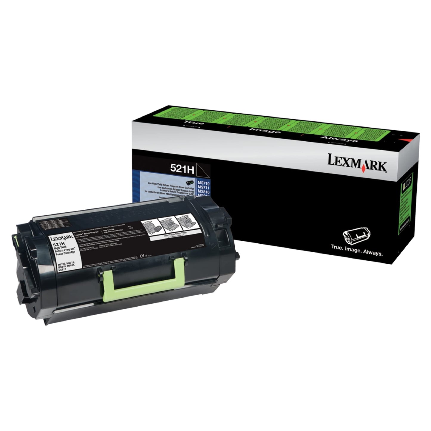 Genuine Original Lexmark Brand 521H High Yield Toner Cartridge (52D1H00). 25,000 Pages. For: MS710dn/MS710n/MS711dn/MS810de/MS810dn/MS810dtn/MS810n/MS811dn/MS811dtn/MS811n/MS812de/MS812dn/MS812dtn.