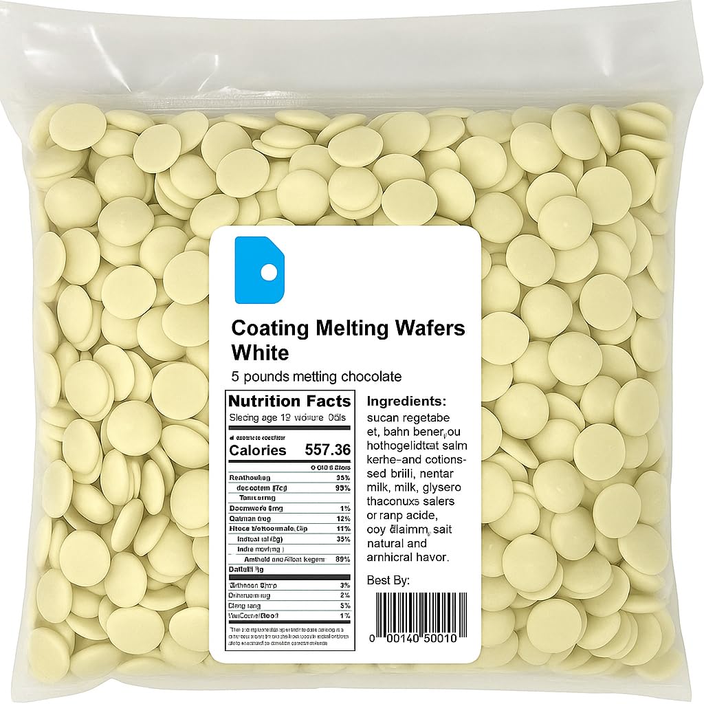 Premium White Coating Melting Wafers – 5 Pounds (80 Ounces) of Smooth, Creamy Melting Chocolate for Candy Making, Dipping, Molding, and Baking