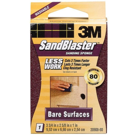 3M 20908-80 80 Grit SandBlaster™ Bare Surface Sanding Sponge Block