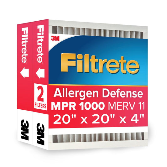 Filtrete 20x20x4 AC Furnace Air Filter, MPR 1000, MERV 11, Fits Honeywell, Allergen Defense, Electrostatic Air Cleaning Filter, 2-Pack (actual size 19.88 x 19.88 x 4.31)