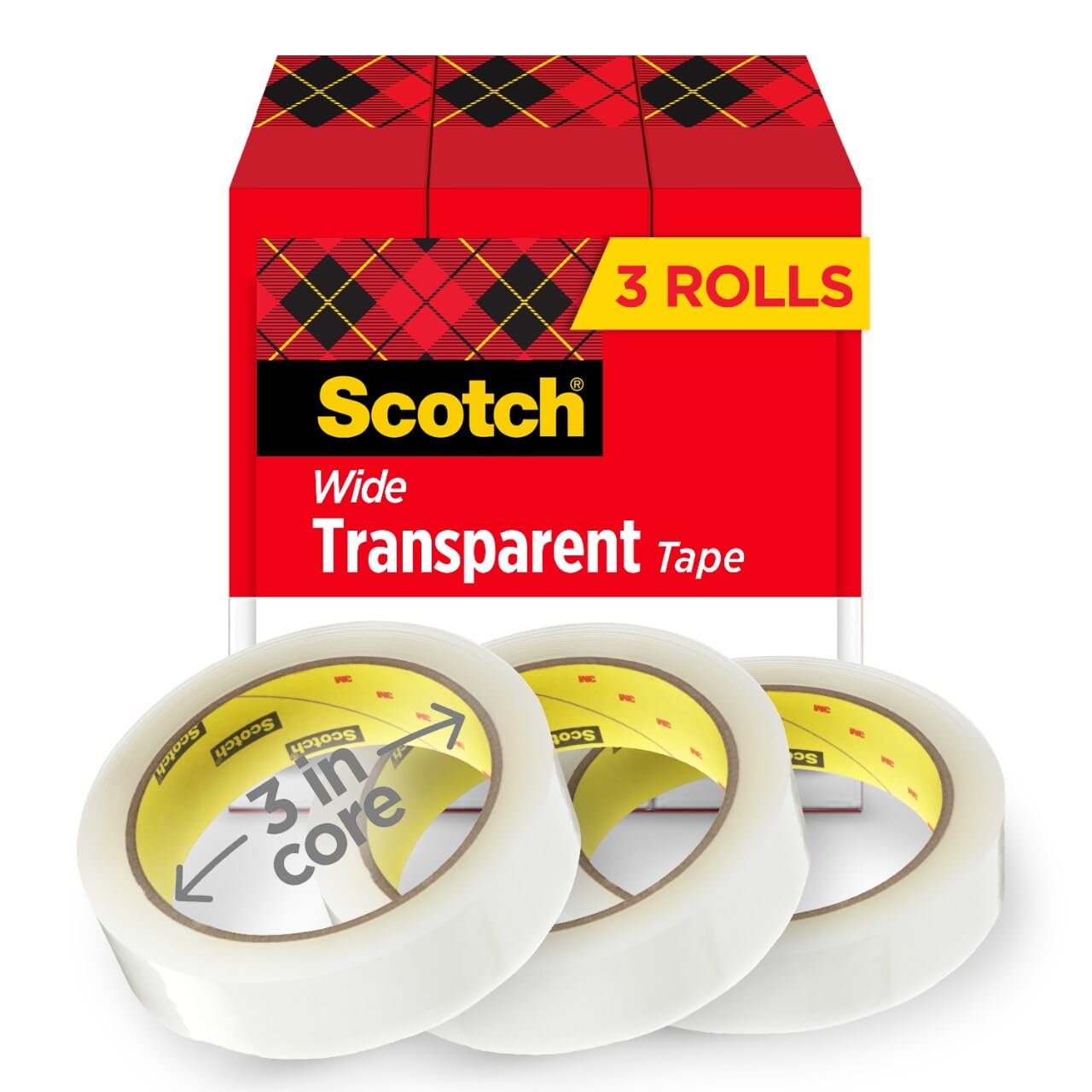 Scotch Transparent Tape 1in x 2592in 3 Rolls