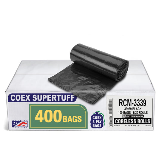 Aluf Plastics Thick Trash Bags 33 Gal 400 Ct