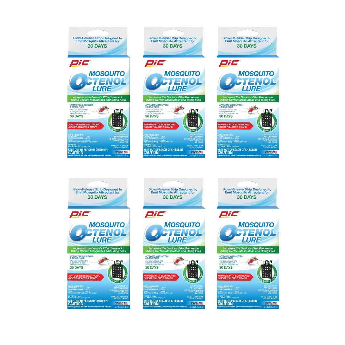 PIC Mosquito Octenol Lure (6 Pack), Attracts Mosquitoes, for Use with Electronic Insect Killers & Traps