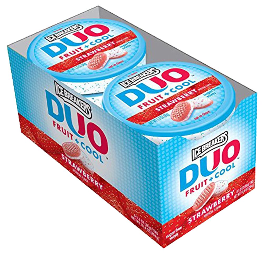 Ice Breakers Duo Strawberry Sugar Free Mints 1.3oz 8 Pack
