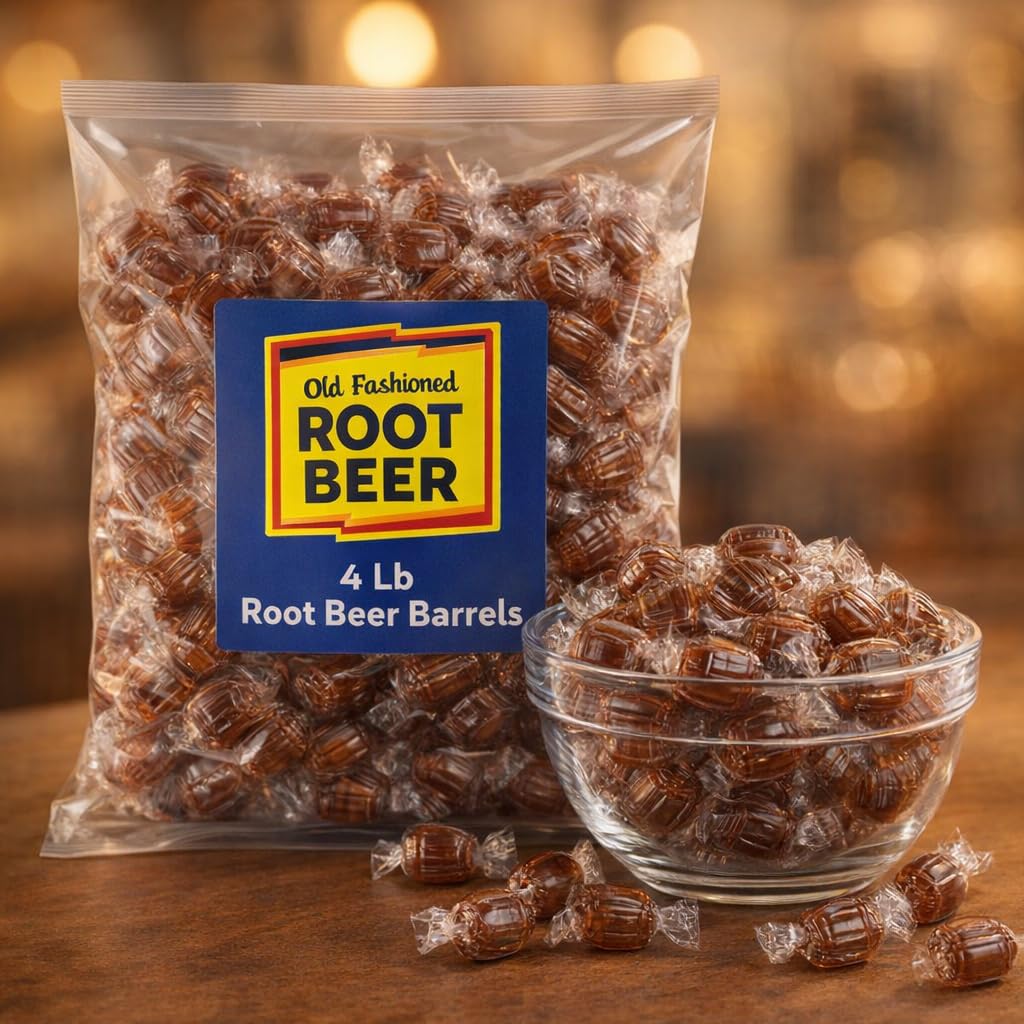 Root Beer Barrels Candy – 4 lb Bag, Classic Hard Candy, Sweet & Fizzy Root Beer Flavor