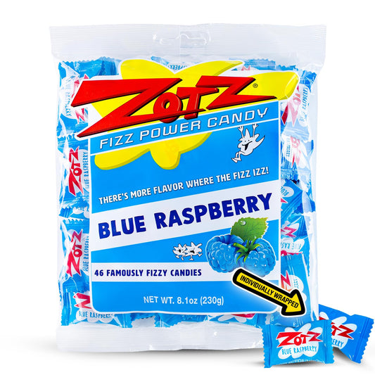 Zotz Blue Raspberry Fizzy Hard Candy 46ct Bag