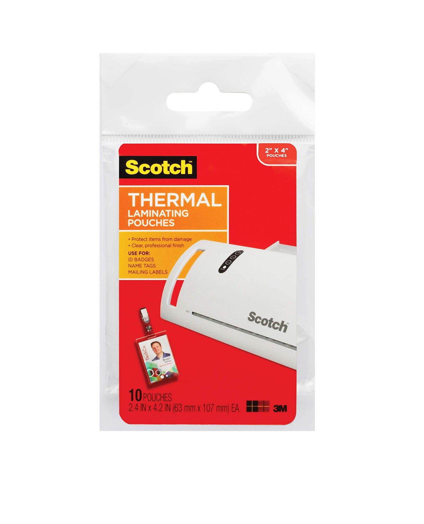 3M Scotch Thermal Laminating Pouches 2.4x4.2in 60-Pack