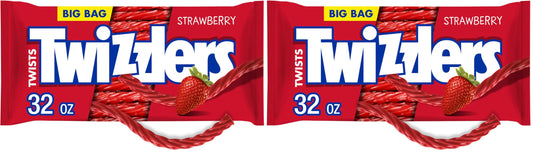 TWIZZLERS Twists Strawberry Flavored Licorice Style, Easter Candy Big Bag, 32 oz (Pack of 2)