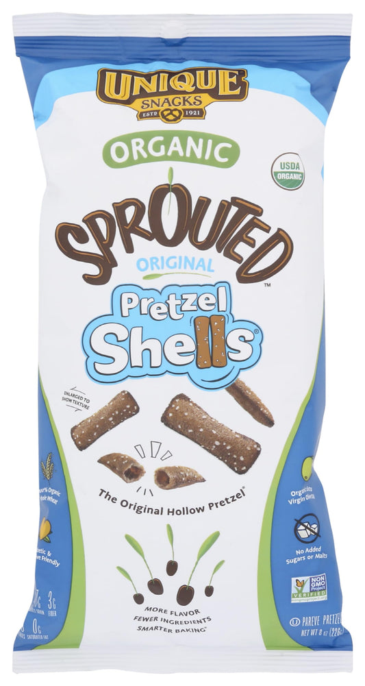 Unique Sprouted Whole Grain Pretzel Shells 8oz 12-Pack