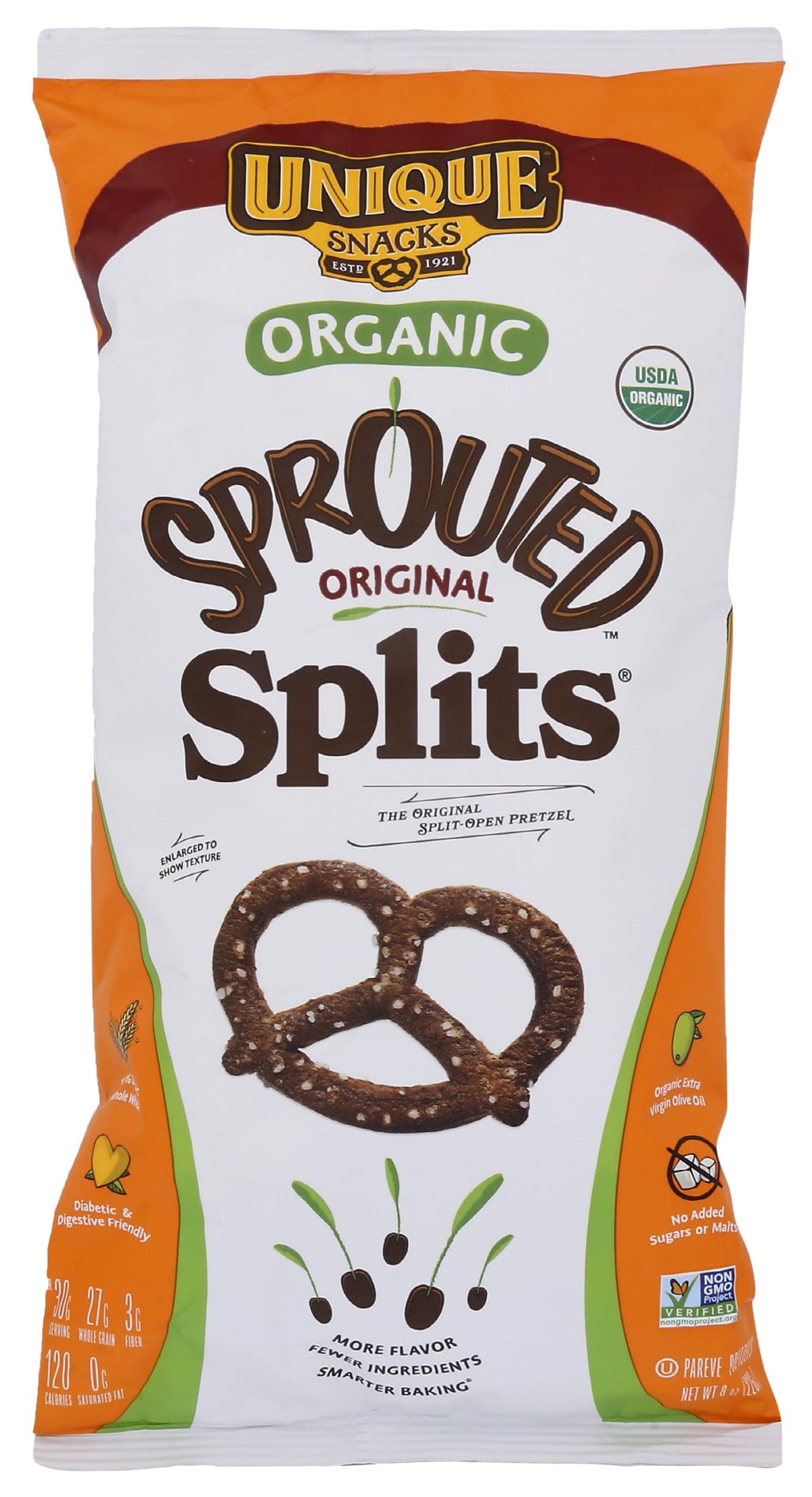 Unique Sprouted Whole Grain Pretzels 8 oz