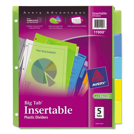 Avery Big Tab Plastic Dividers 5-Tab 11 x 8.5