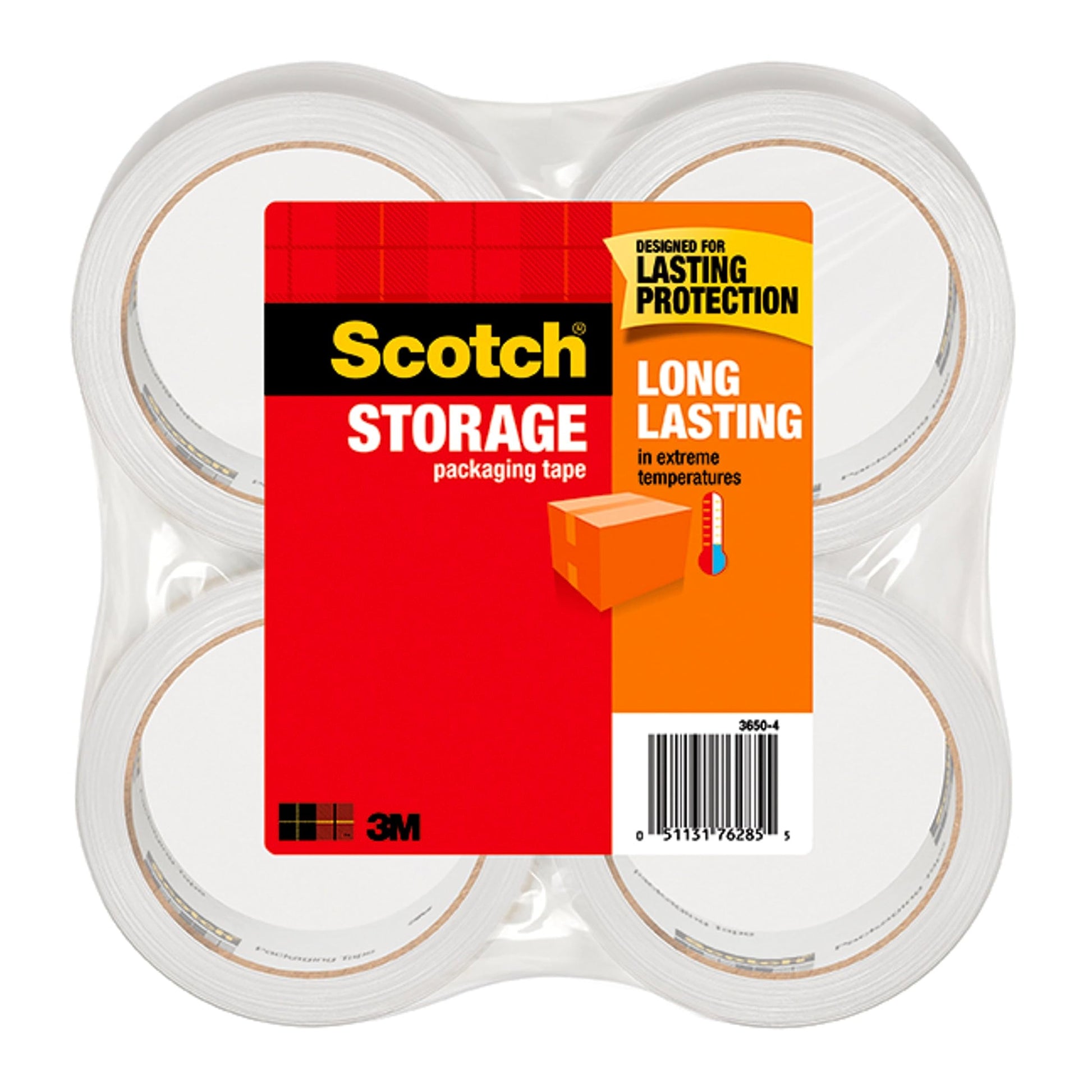 Scotch Long Lasting Storage Packaging Tape, 1.88 in x 54.6 yd, 4 Rolls (3650-4)