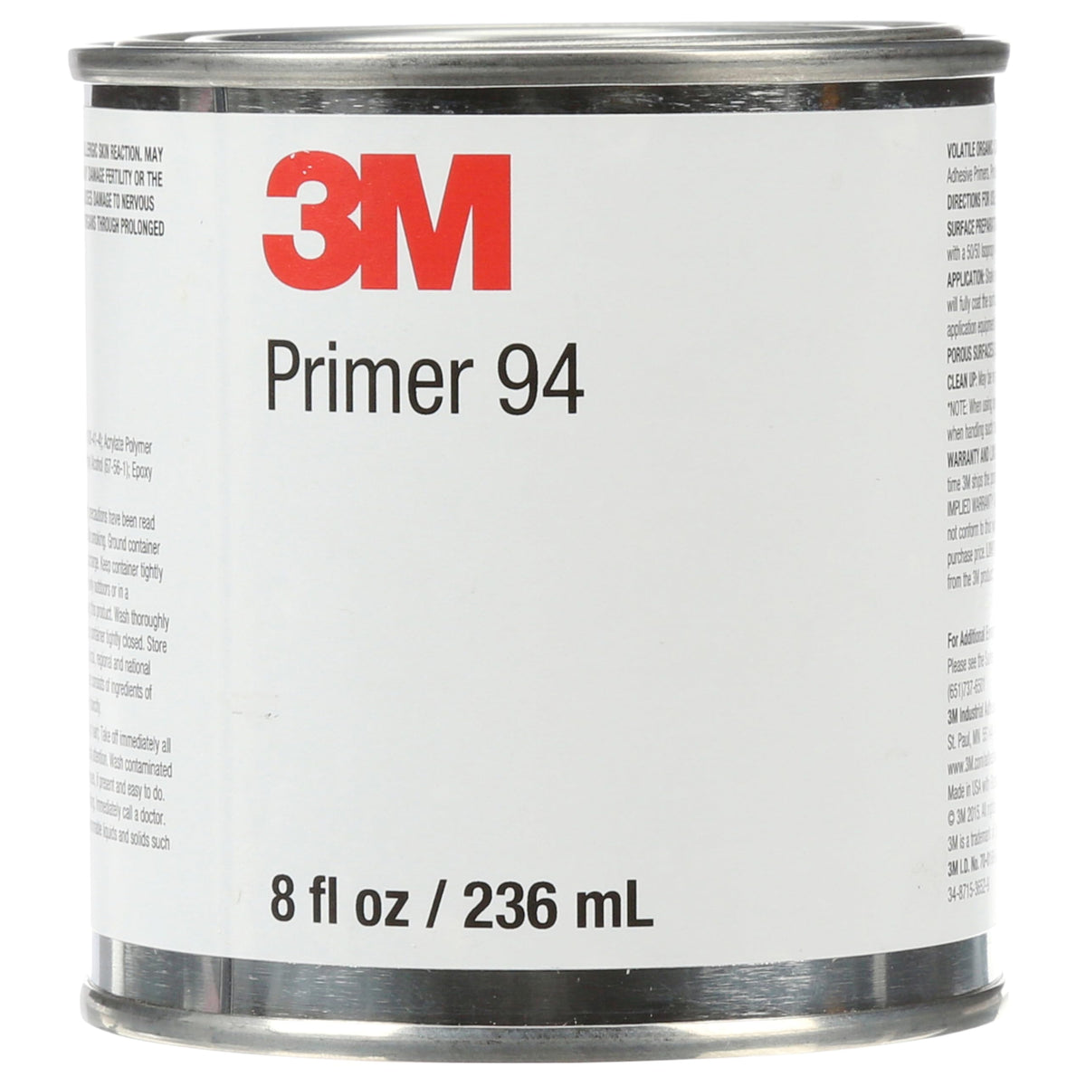 3M Tape Primer 94, Light Yellow, 1/2 Pint Can, Promotes Adhesion to Polyethylene, Polypropylene, ABS, PET/PBT Blends, Great for Automotive Detailing