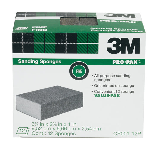 3M General Purpose Sanding Sponge 3 3/4 in x 2 5/8 in x 1 in Fine 12-Pack