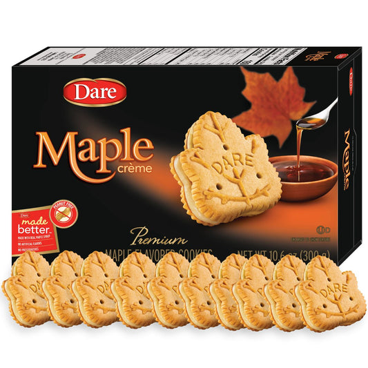 Dare Maple Leaf Crème Cookies – Classic Canadian Cookie Made with Real Maple Syrup, Peanut Free – 10.6 Ounces