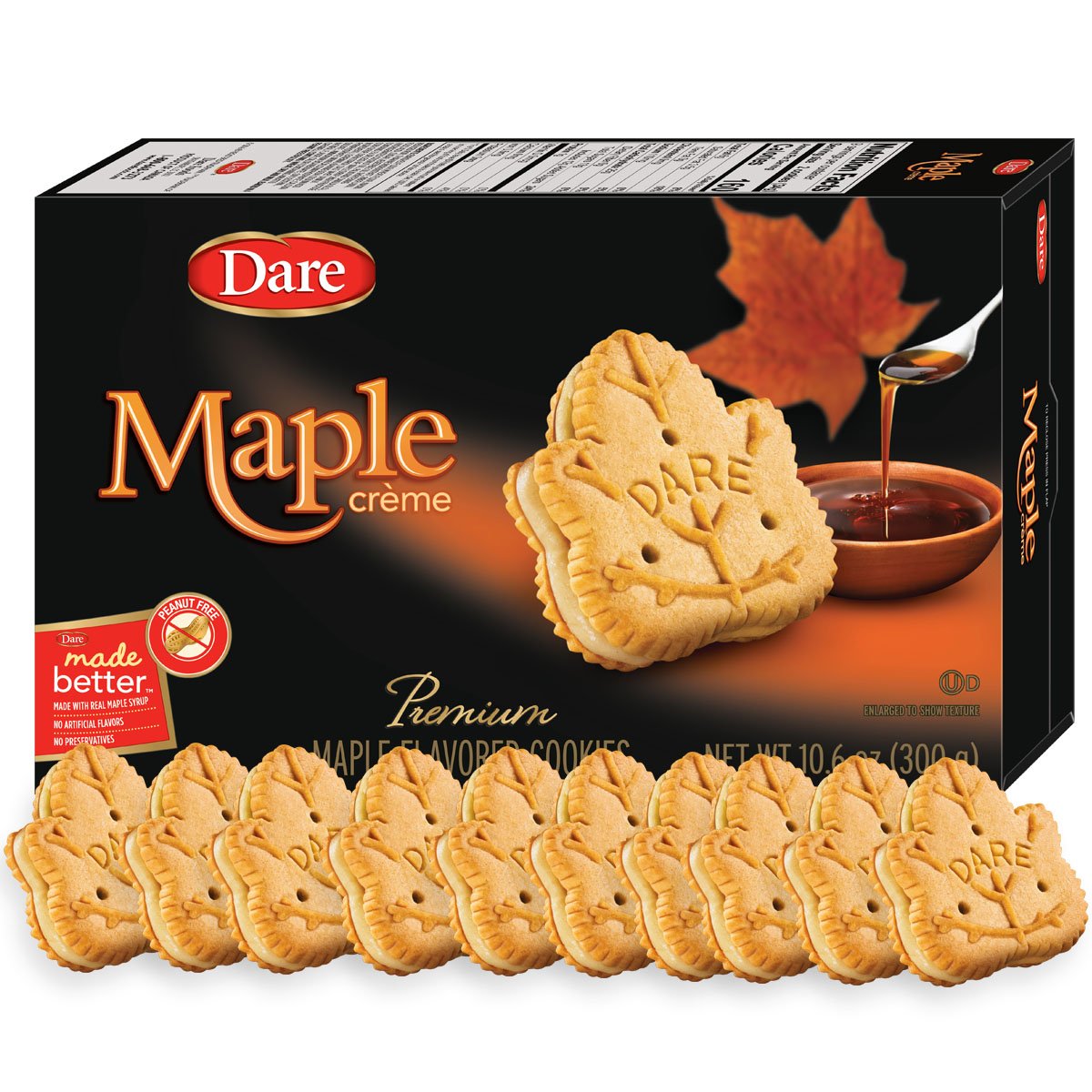 Dare Maple Leaf Crème Cookies – Classic Canadian Cookie Made with Real Maple Syrup, Peanut Free – 10.6 Ounces