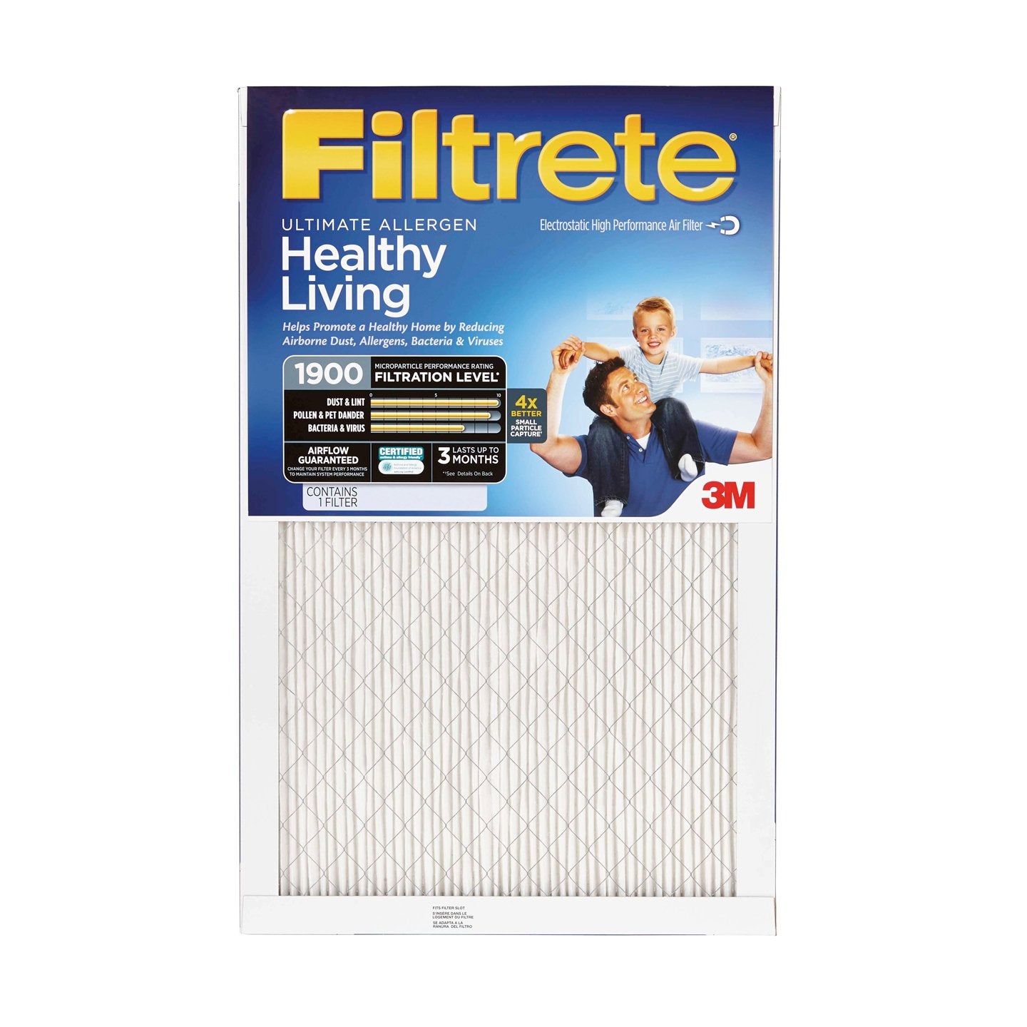 Filtrete UA12DC-6 Ultimate Allergen 24x24x1 MPR 1900-Single, Single Unit, White