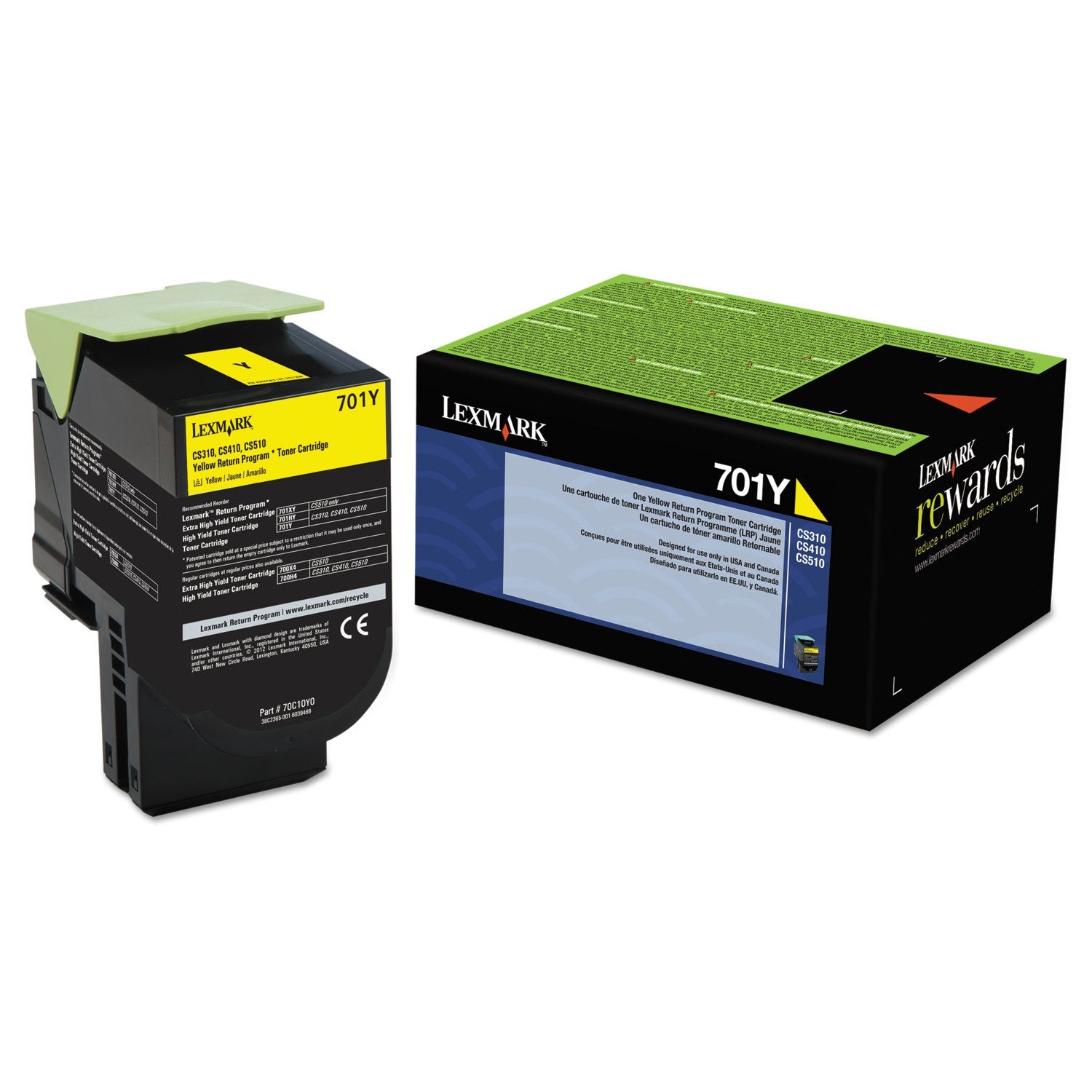 Lexmark 70C10Y0 Toner Cartridge (701Y), Yellow - in Retail Packaging