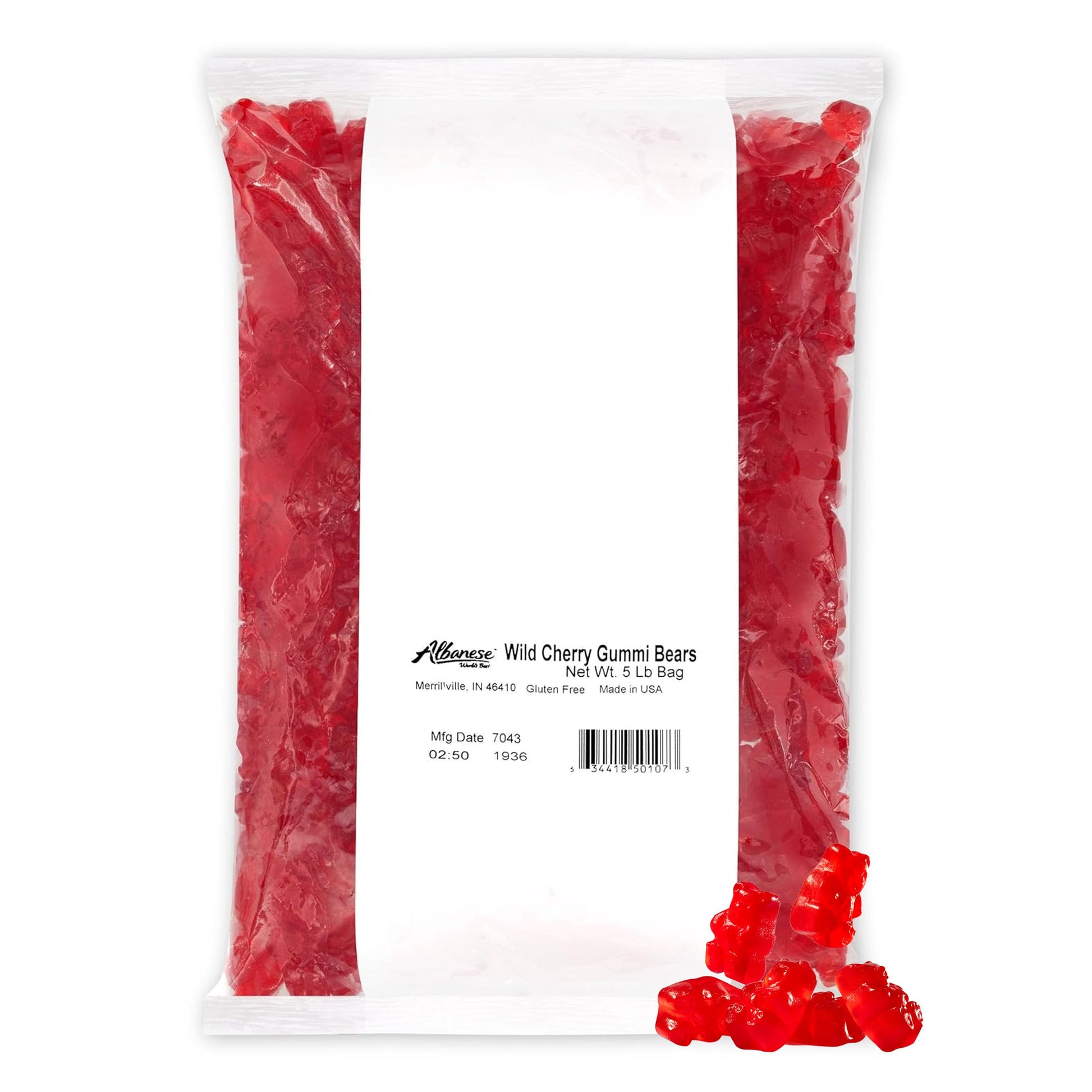 Albanese Candy, Wild Cherry Gummi Bears, 5-pound Bag