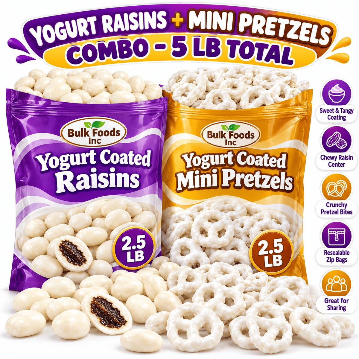 Bulk Yogurt Coated Raisins & Pretzels 2.5 lb