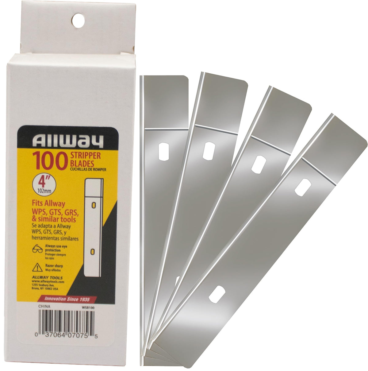 ALLWAY WSB100 Replacement Scraper Blades 4" 100 Pack