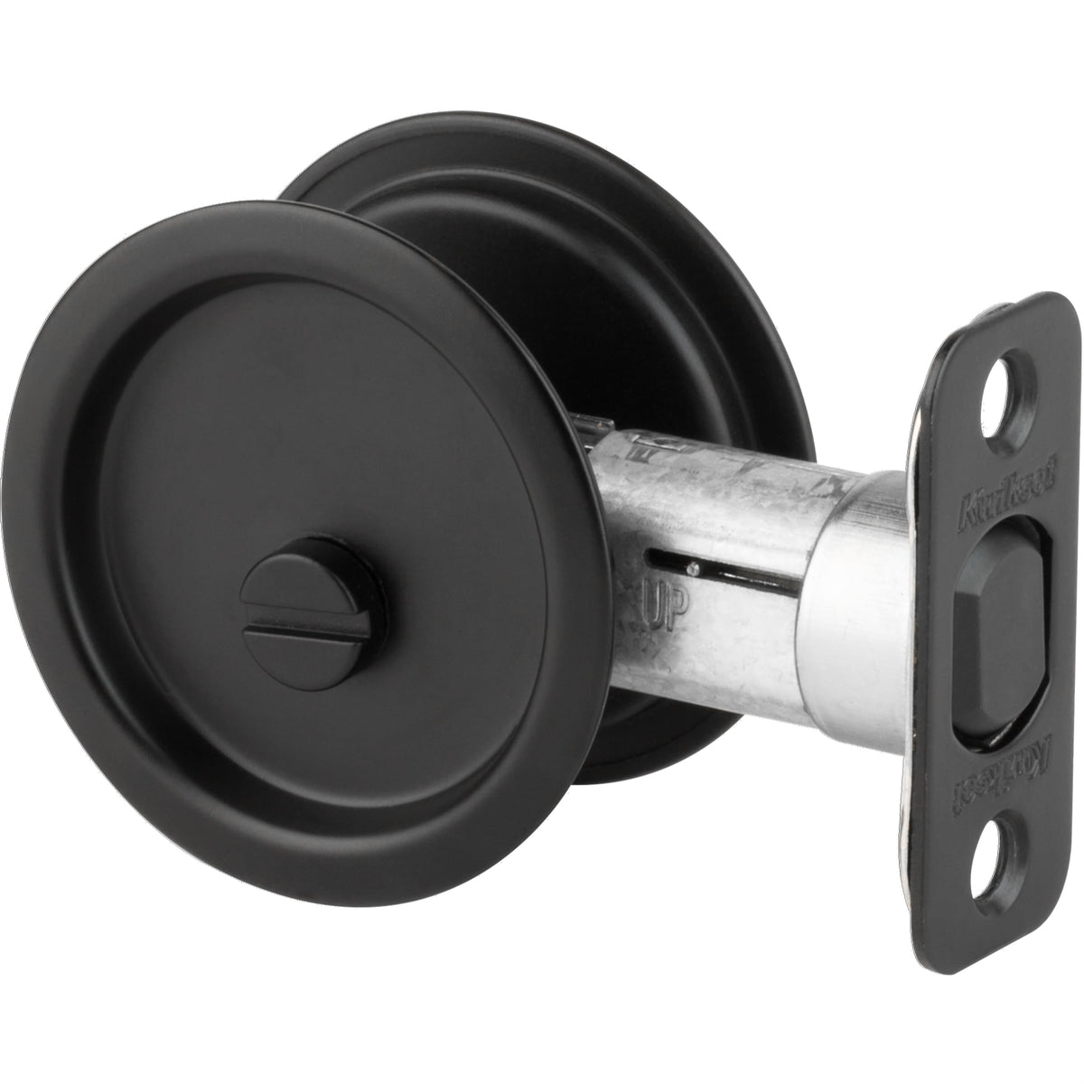 Kwikset 335-514 Privacy Pocket Door Lock Iron Black