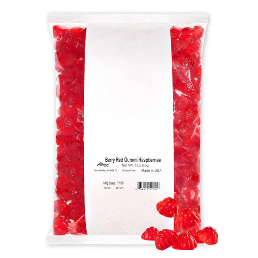 Albanese Berry Red Gummi Raspberries 5lb Bag