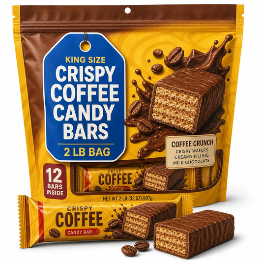 King Size Crispy Coffee Candy Bars, 75g Each, Pack of 12, 2 Pound Bag