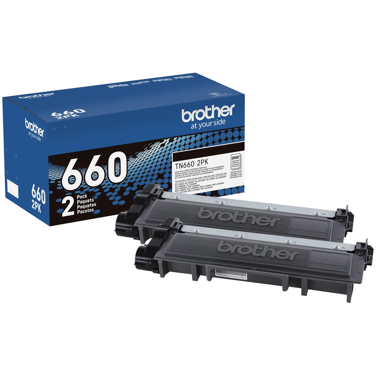 Brother Genuine High-Yield Black Toner Cartridge TN660 (TN6602PK) (Pack of 2, 4 Count Total)