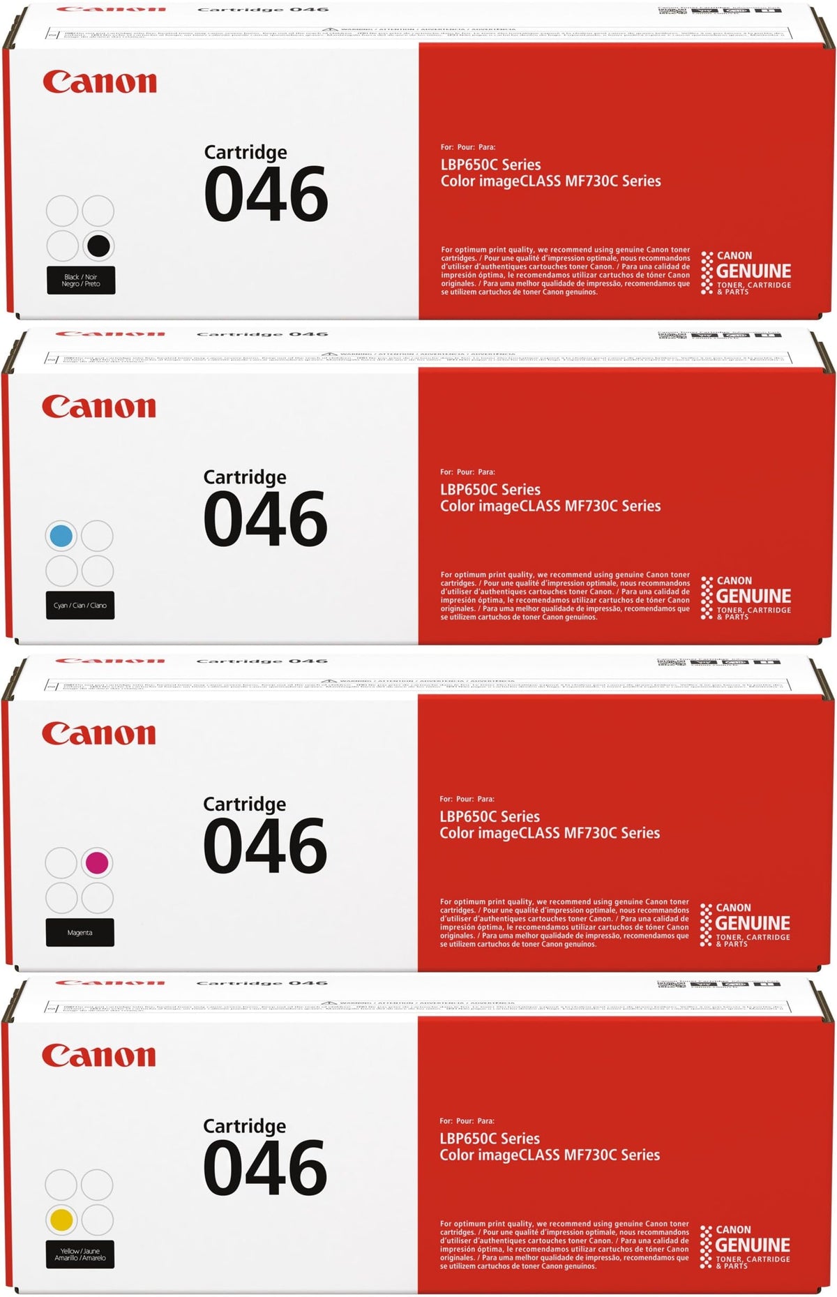 Canon CRG-046 4-Color Complete Toner Cartridge Set