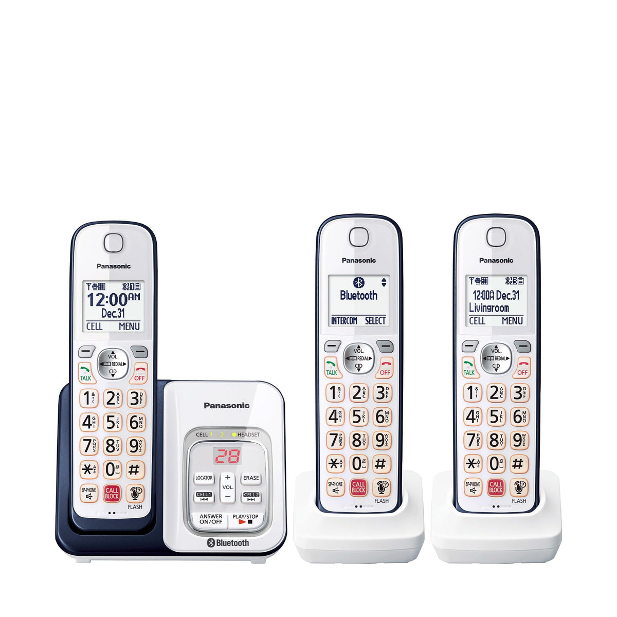 Panasonic 3-Handset Cordless Phone KX-TGD863A